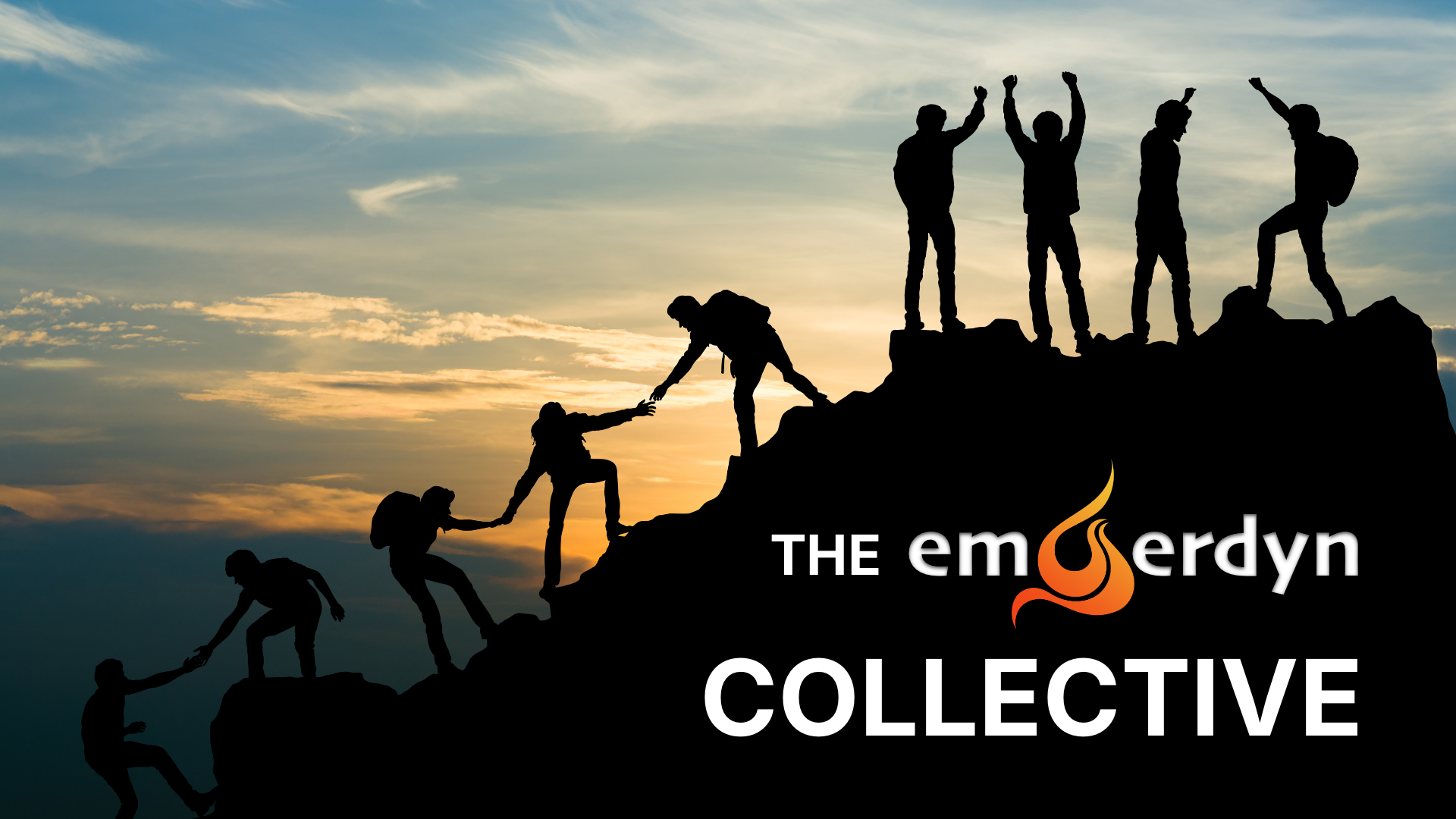 The Emberdyn Collective banner.  People climbing a mountain together.